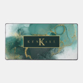 Moody Ink Emerald Gold Abstract ID988 Bureaumat (Voorkant)