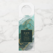 Moody Ink Emerald Gold Abstract ID988 Flessenhanger (Voorkant)