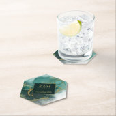 Moody Ink Emerald Gold Abstract ID988 Kartonnen Onderzetters (Insitu)