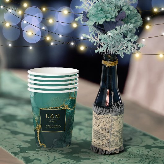 Moody Ink Emerald Gold Abstract ID988 Papieren Bekers