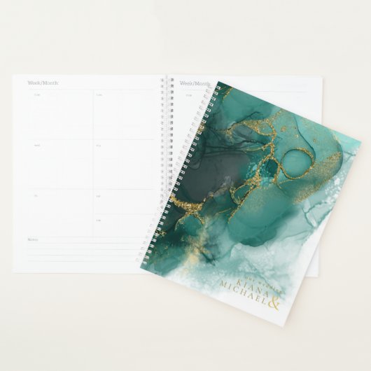 Moody Ink Emerald Gold Abstract ID988 Planner (Display)