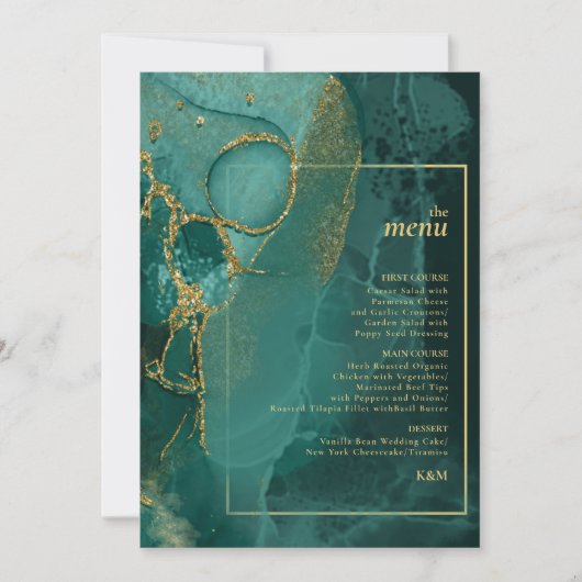 Moody Ink Emerald Gold Abstract Menu ID988 (Voorkant)