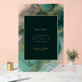 Moody Ink Emerald Gold Abstract Welkom ID988 Acryl Bord (Huwelijk)