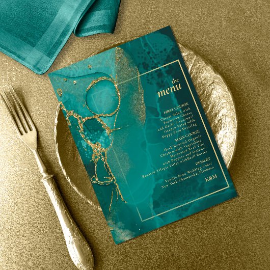 Moody Ink Emerald Gold Abstrait Menu ID988