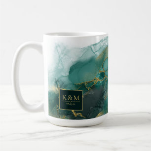 Moody Ink Emerald Goud Abstract Blk ID988 Koffiemok
