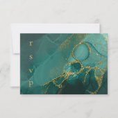 Moody Ink Emerald Goud Abstract ID988 RSVP Kaartje (Voorkant)