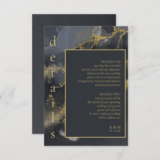 Moody Ink Houtskool Goud Abstracte Details ID988 Informatiekaartje (Voorkant / Achterkant)