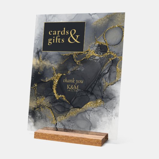 Moody Ink Houtskool Gouden Kaarten & Geschenken ID Acryl Bord (Hoek)