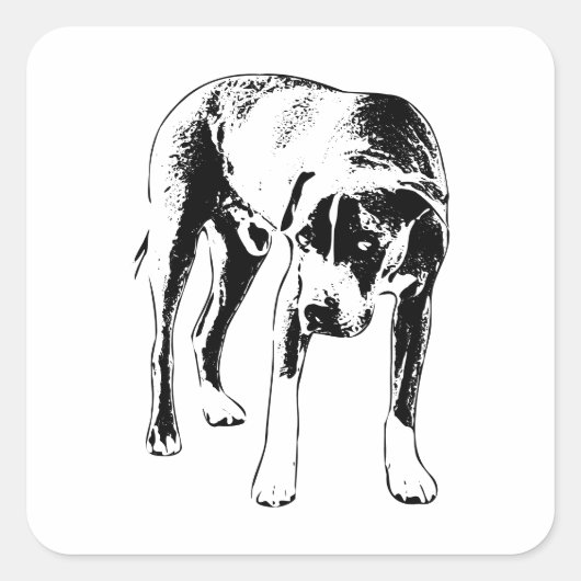 Moody Ink Look, Pitbull Mix Vierkante Sticker (Voorkant)