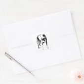 Moody Ink Look, Pitbull Mix Vierkante Sticker (Envelop)