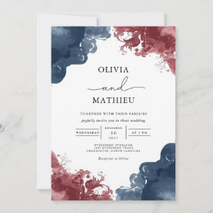 Moody Ink Wash Floral Wedding Kaart