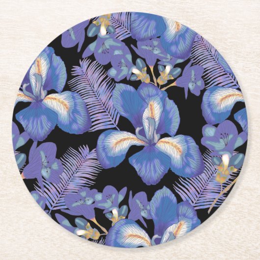 moody iris ronde kartonnen onderzetter (Voorkant)