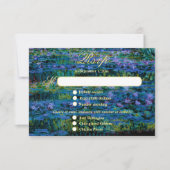 Moody Jewel Tone Monet Lily Pond Art Wedding Meal RSVP Kaartje (Voorkant)