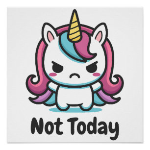 Moody Kawaii Unicorn Aangepaste tekst Perfect Poster