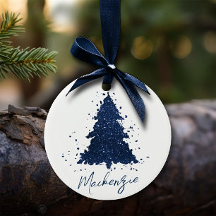 Moody Kerstboom   Classy Navy Blue Custom Keramisch Ornament