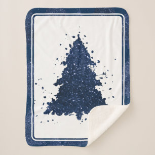 Moody Kerstboom Classy Navy Blue Splatter Sherpa Deken
