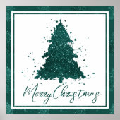 Moody kerstboom | Dark Midnight Blauwgroen Script Poster (Voorkant)