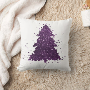 Moody Kerstboom   Deep Plum Paarse Splatter Kussen