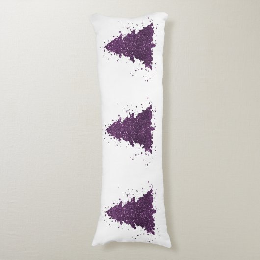 Moody Kerstboom | Deep Plum Paarse Splatter Lichaamskussen (Voorkant Verticaal)
