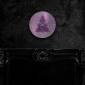 Moody Kerstboom | Deep Plum Paarse Splatter Ronde Klok