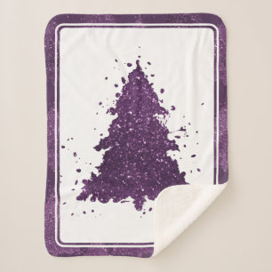 Moody Kerstboom   Deep Plum Paarse Splatter Sherpa Deken