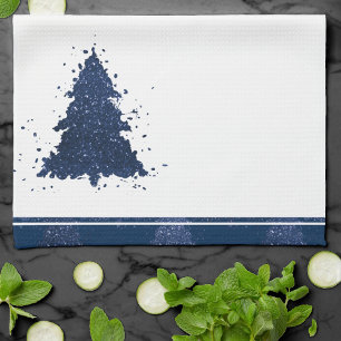 Moody Kerstboom   Klassiek donker marineblauw Theedoek