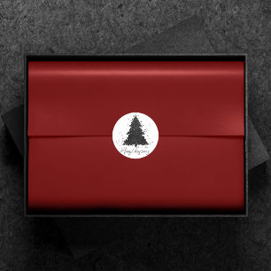 Moody Kerstboom Onyx Zilverachtig Zwart Splatter Ronde Sticker