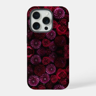 Moody Luxe 3D Bourgondië Bloemige Hoes voor Telefo iPhone 15 Pro Hoesje