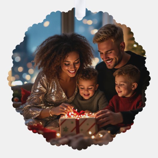 Moody Luxe Gezellige Vibes Retro Kerstfoto Ornament Kaart (Achterkant)