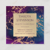 Moody Luxe Marble | Deep Paarse en Blauwgroen Mono Vierkante Visitekaartje (Achterkant)