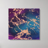 Moody Luxe Marble | Deep Paarse en Blauwgroen Roos Canvas Afdruk (Voorkant)