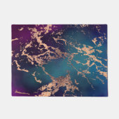 Moody Luxe Marble | Deep Paarse en Blauwgroen Roos Deurmat (Voorkant)