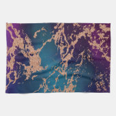 Moody Luxe Marble | Deep Paarse en Blauwgroen Roos Theedoek (Horizontaal)