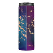 Moody Luxe Marble | Deep Paarse en Blauwgroen Roos Thermosbeker (Achterkant)