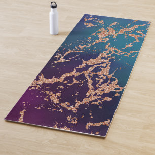 Moody Luxe Marble   Deep Paarse en Blauwgroen Roos Yogamat