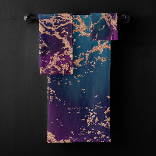 Moody Luxe Marble Profond violet et Turquoise or
