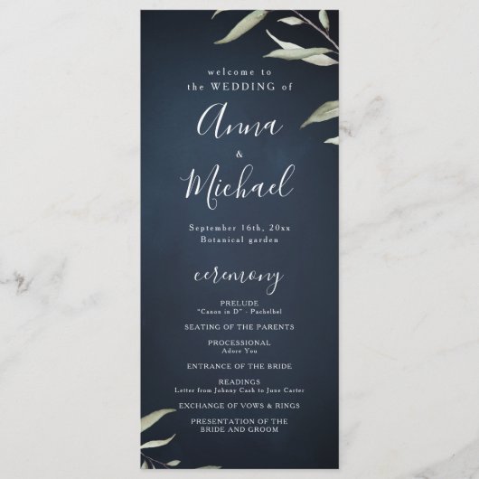 Moody Marine minima verdure programme de mariage r (Devant)