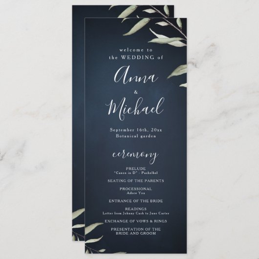 Moody Marine minima verdure programme de mariage r (Devant / Derrière)