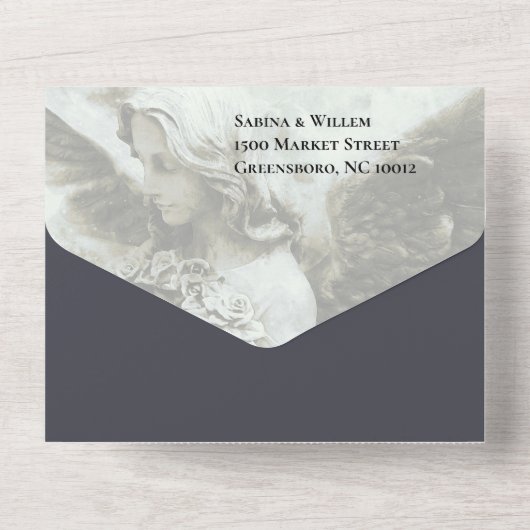 Moody Médiéval tout en un mariage Invitation RSVP (Verso)