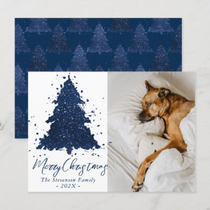 Moody Merry Christmas   Classy Navy Blue Foto Feestdagenkaart