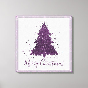 Moody Merry Christmas Paarse dieppruimenboom Canvas Afdruk