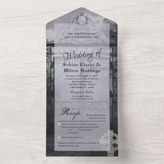 Moody Middeleeuws All in One Wedding RSVP Uitnodig All In One Uitnodiging (Binnen)