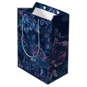 Moody Midnight Floral Wine Carrier Medium Cadeauzakje (Achterkant Gekanteld)