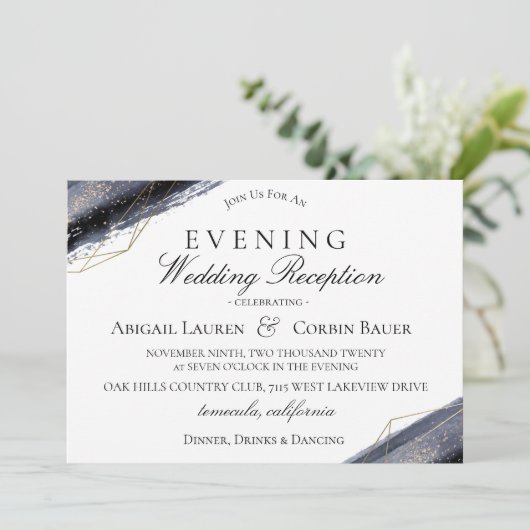Moody Minuit Mariage Réception Invitation (Debout devant)