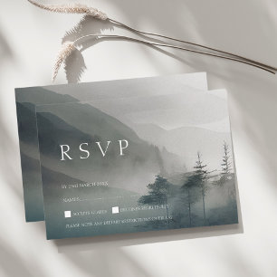 Moody Mountain Donker Esthetische Woodland bruilof RSVP Kaartje
