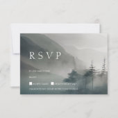 Moody Mountain Donker Esthetische Woodland bruilof RSVP Kaartje (Voorkant)