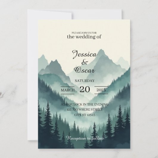 Moody Mountain Forest Wedding Invitation (Devant)