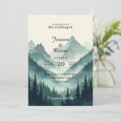 Moody Mountain Forest Wedding Invitation (Debout devant)