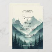 Moody Mountain Forest Wedding Invitation Kaart (Voorkant / Achterkant)