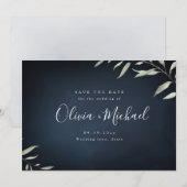 Moody navy miniem groen sparen de datum save the date (Voorkant / Achterkant)